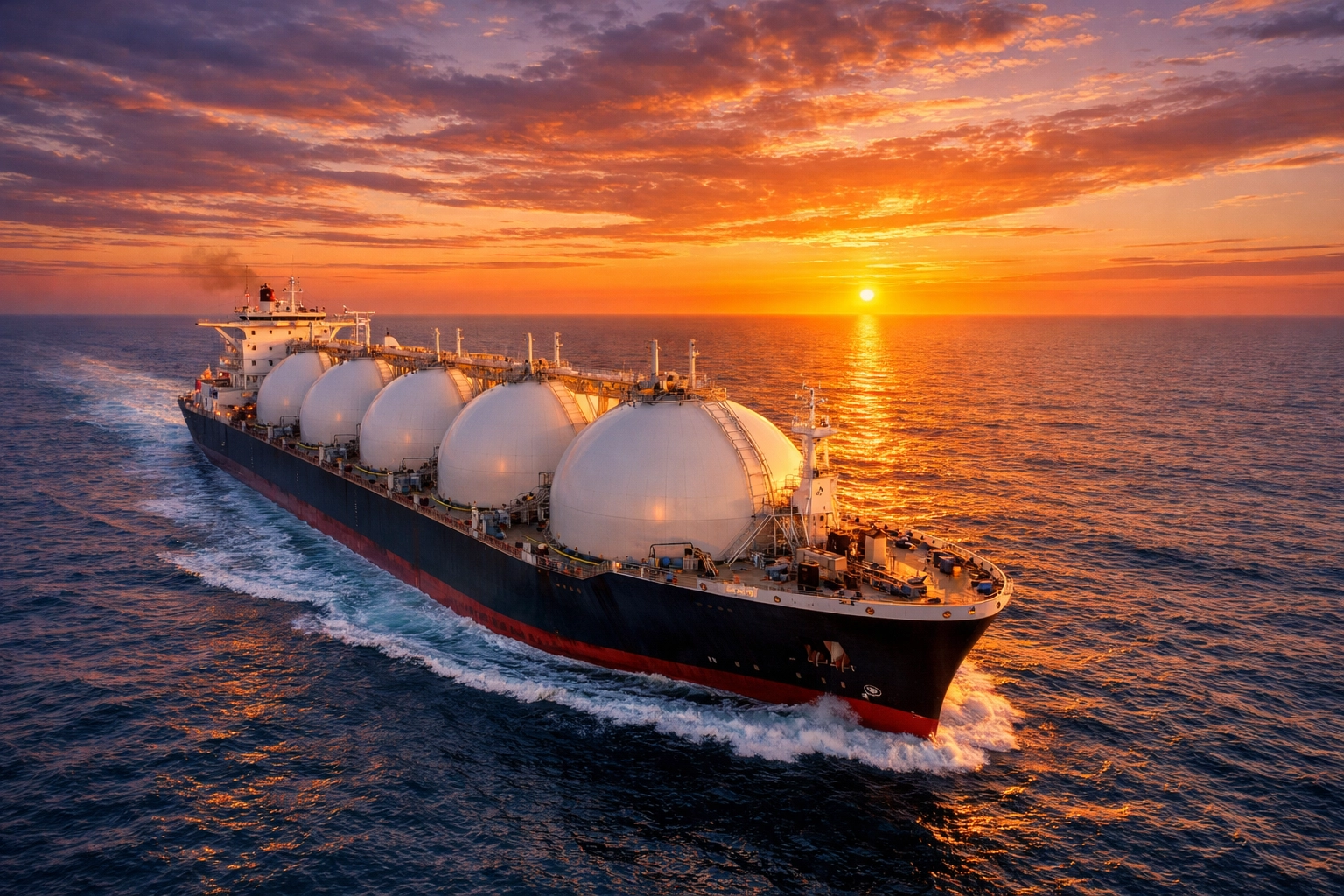 LNG tanker vessel transporting natural gas amidst shifts in the global energy market and rising demand.