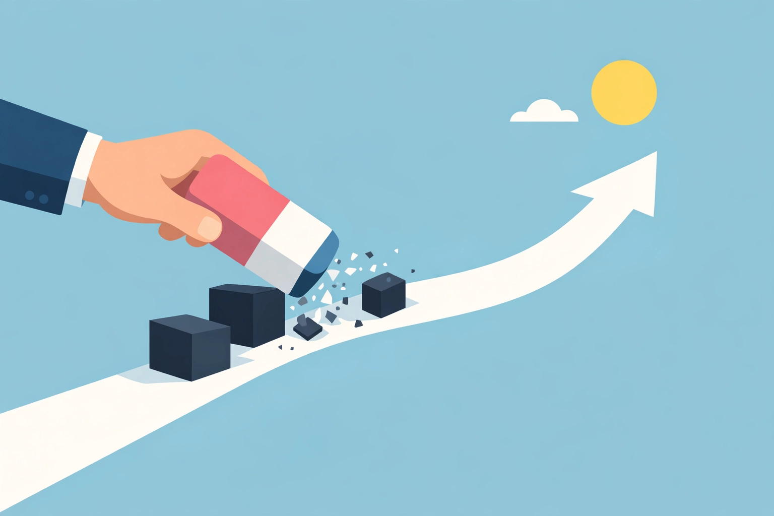 Ilustración de limpieza de crédito eliminando deudas en colección y errores del reporte.