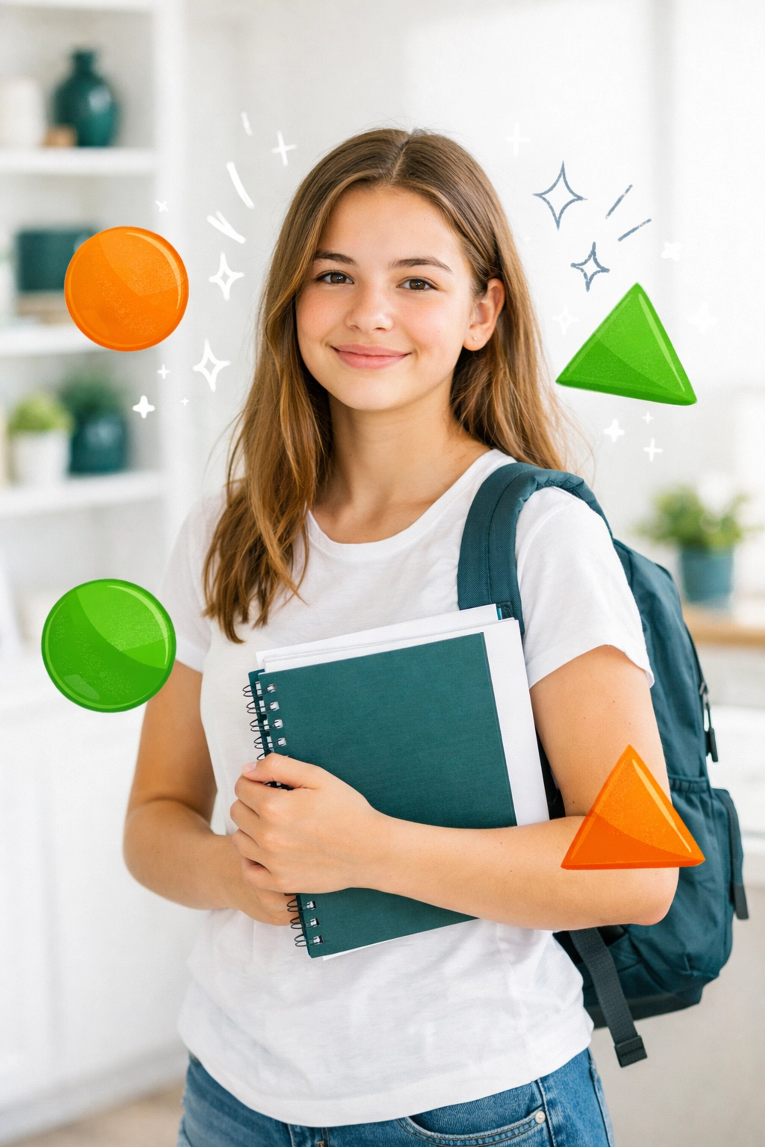 Confident teen girl developing life skills like emotional intelligence and time management at home