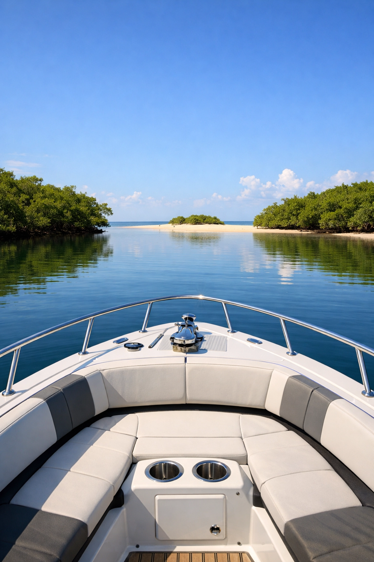 View from a boat exploring the secluded mangroves and sandbars of North Captiva.