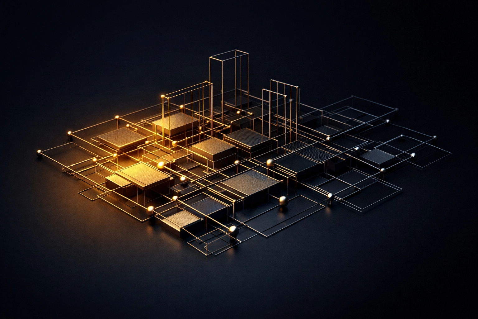 Organizational infrastructure system showing interconnected business operating framework architecture