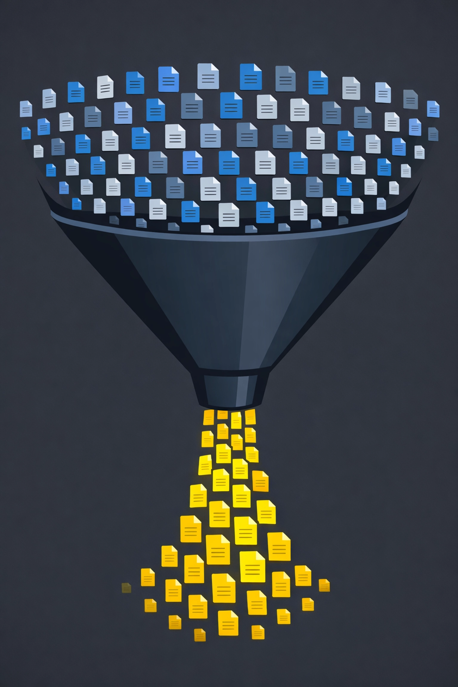 A digital funnel showing the IRS processing a high volume of tax return documents.