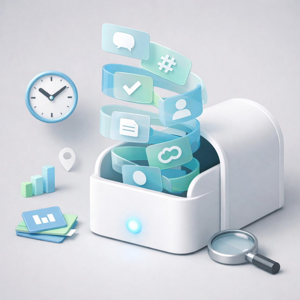 Digital tags and a mailbox representing email list segmentation and automated workflows for AI exit traffic.