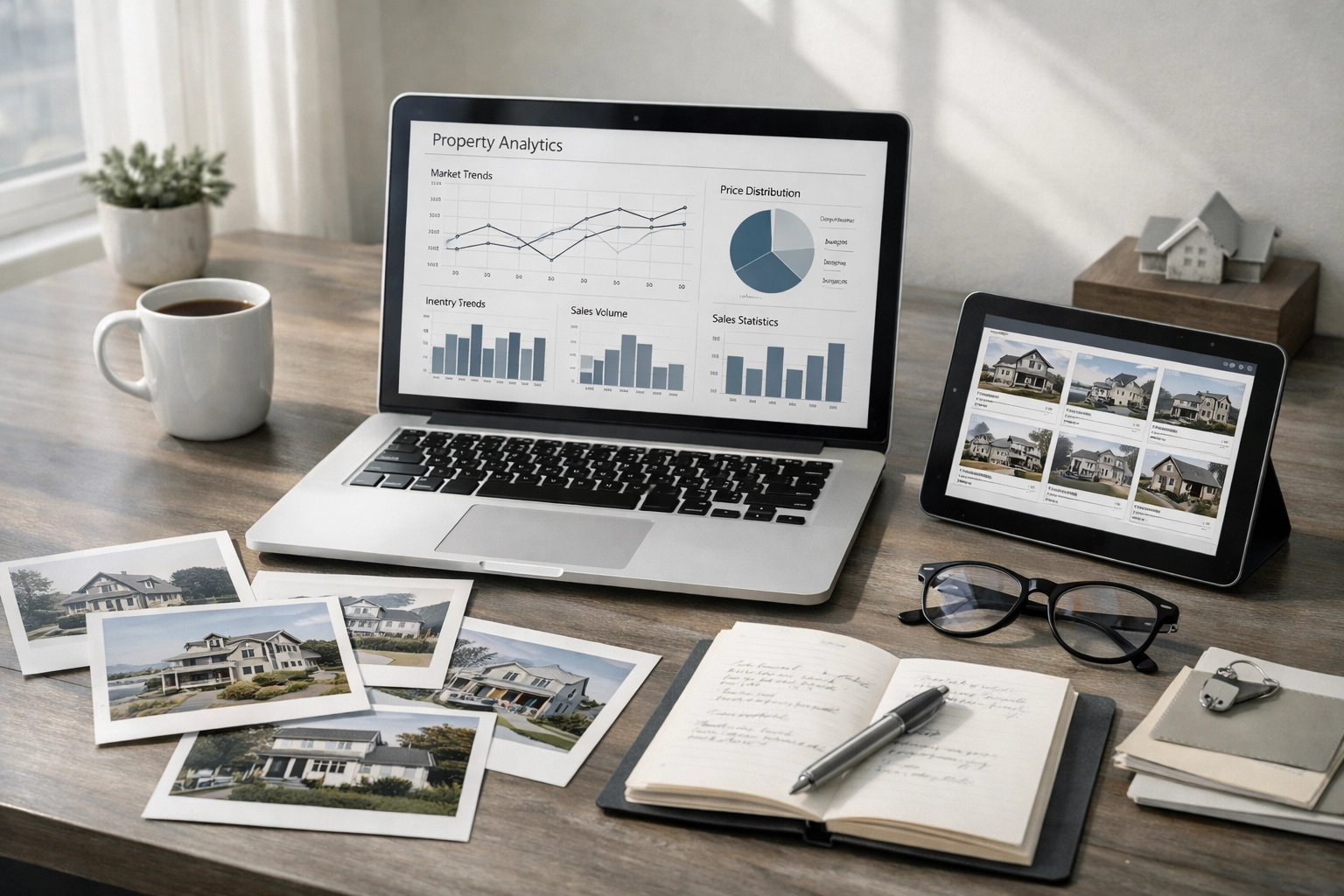 Real estate agent workspace with market analytics and Medford home listings