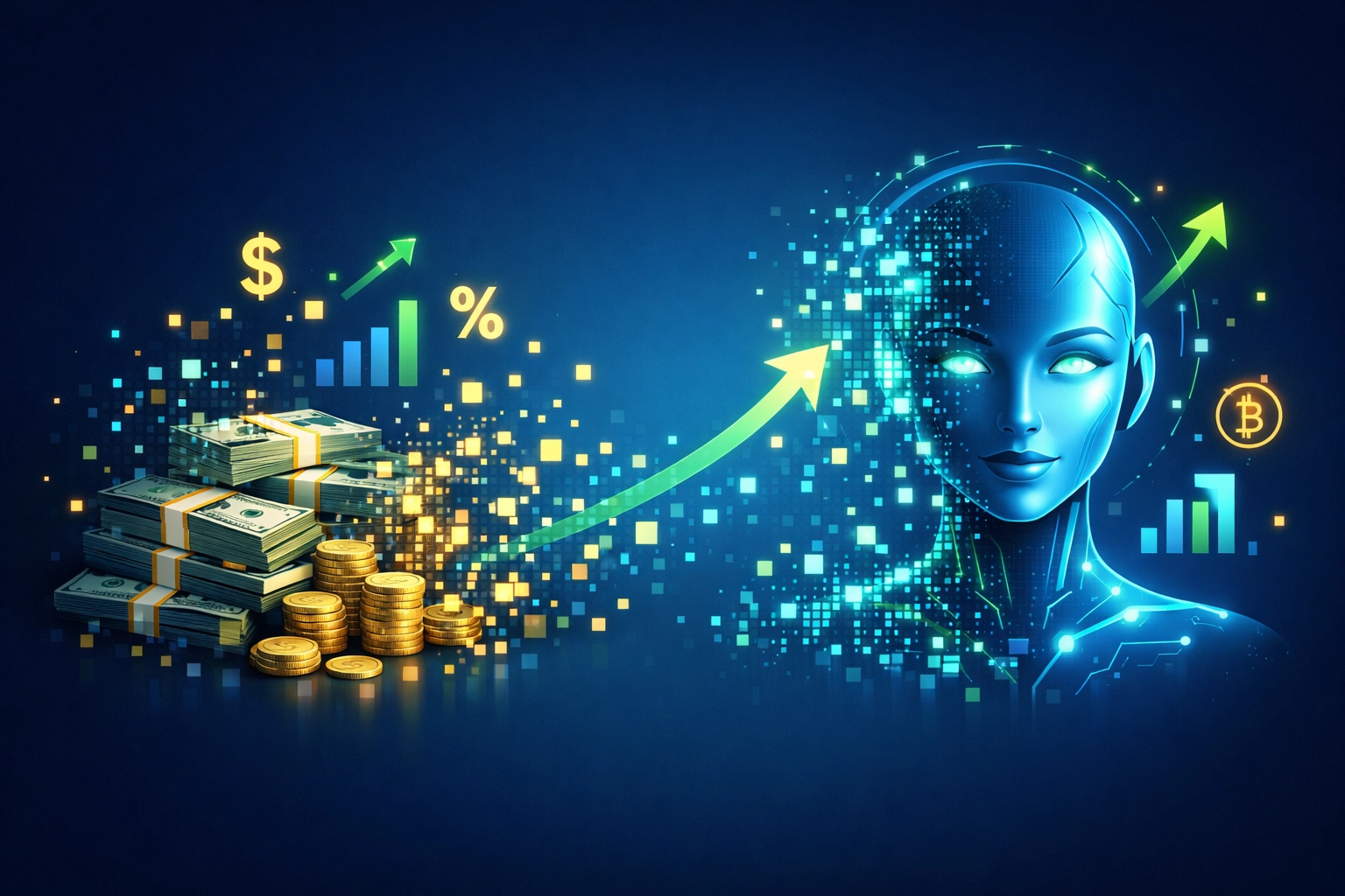 Cost savings visualization showing money transforming into AI receptionist technology