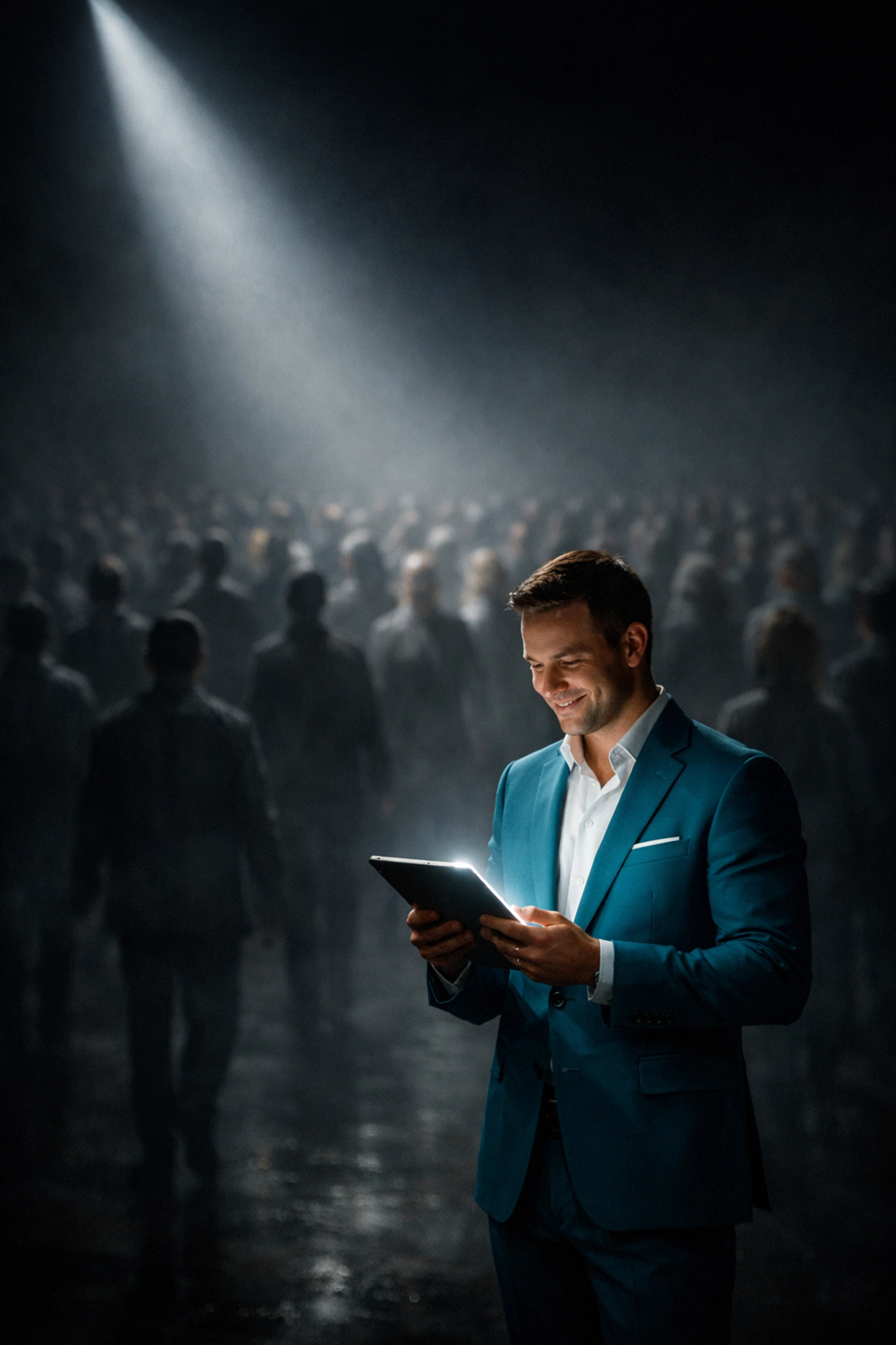 A single high-intent customer highlighted in a spotlight, representing conversion-driven SEO strategy.