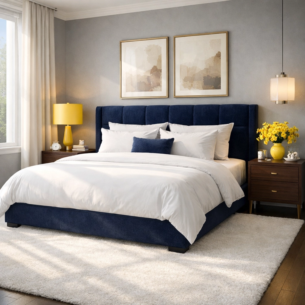 Clean and healthy master bedroom with vacuumed rug, illustrating professional house cleaning Ashburnham MA results.