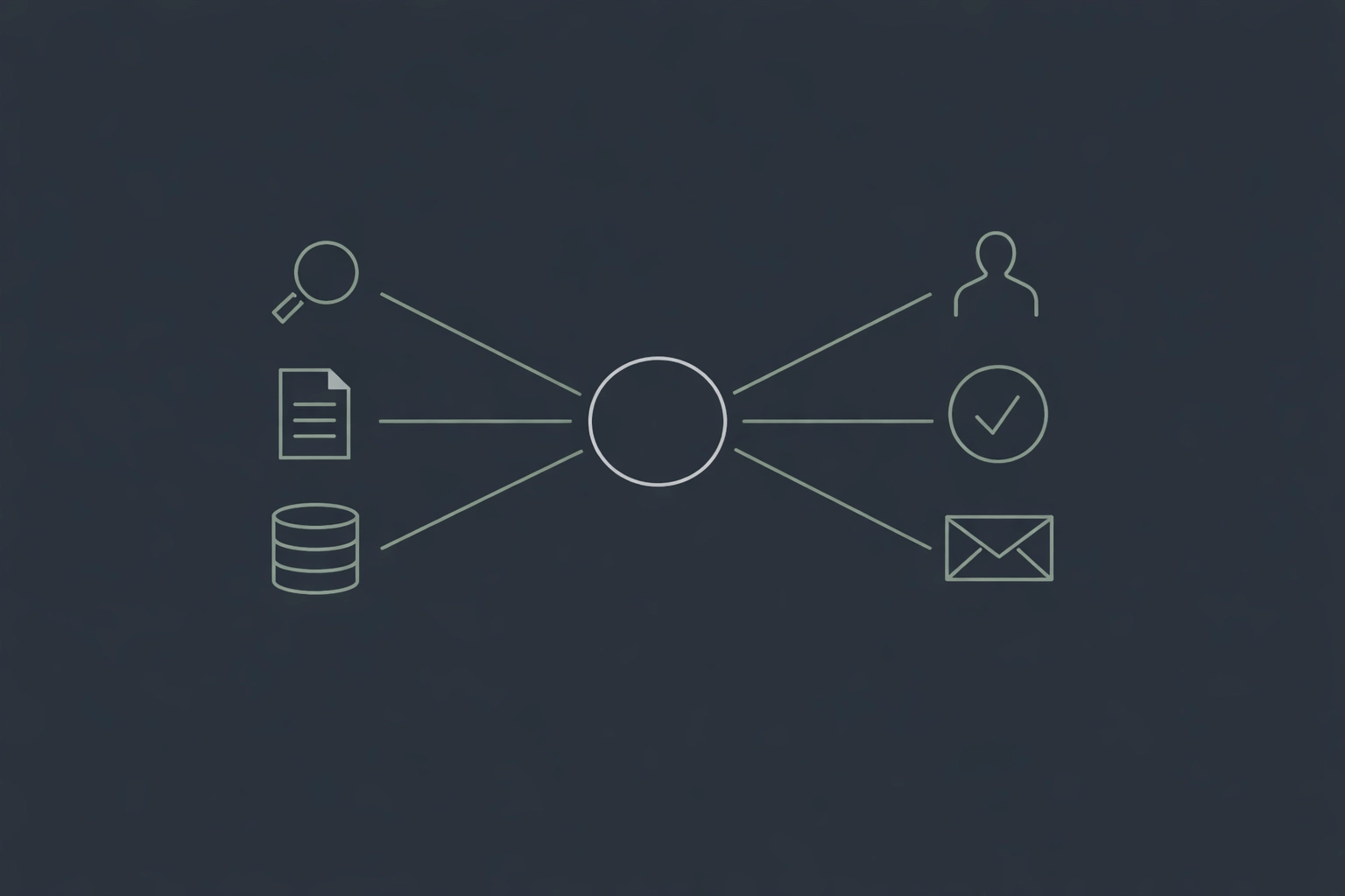 A geometric diagram illustrating research-based outreach and human-in-the-loop verification for AI sales.