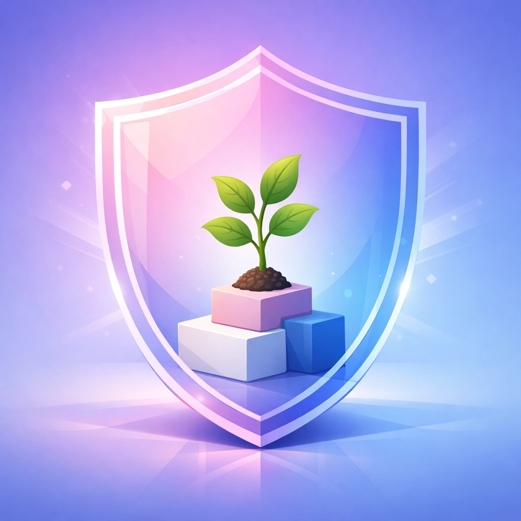 A protective shield over a growing plant symbolizing tax strategy and business financial planning.