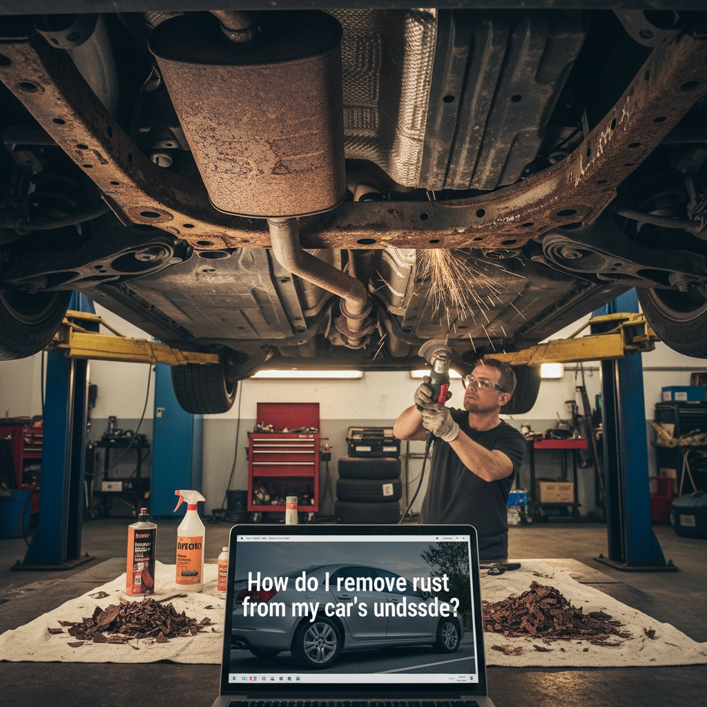 How do I remove rust from my car's underside?