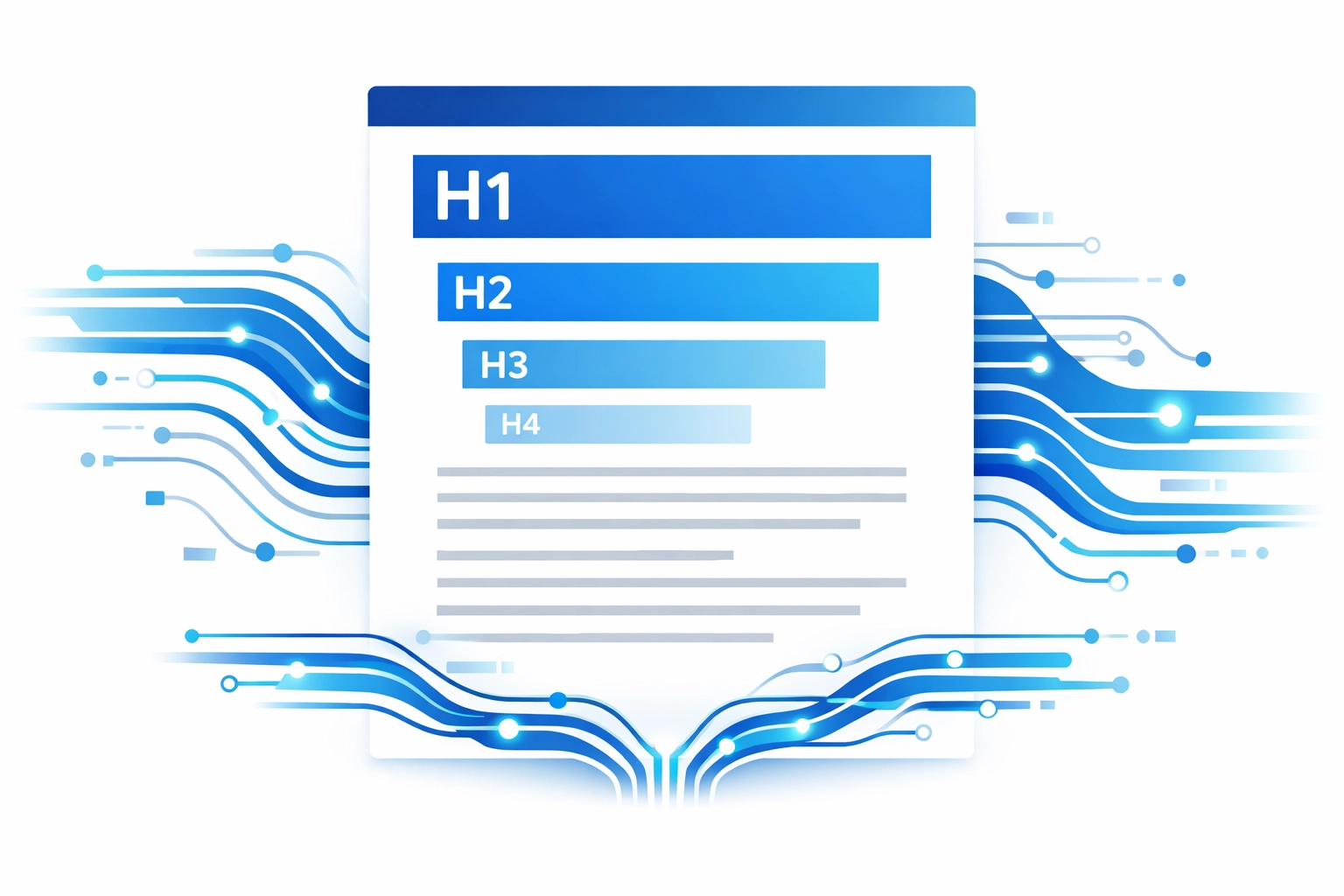 Webpage heading hierarchy diagram displaying H1, H2, H3 structure for SEO optimization