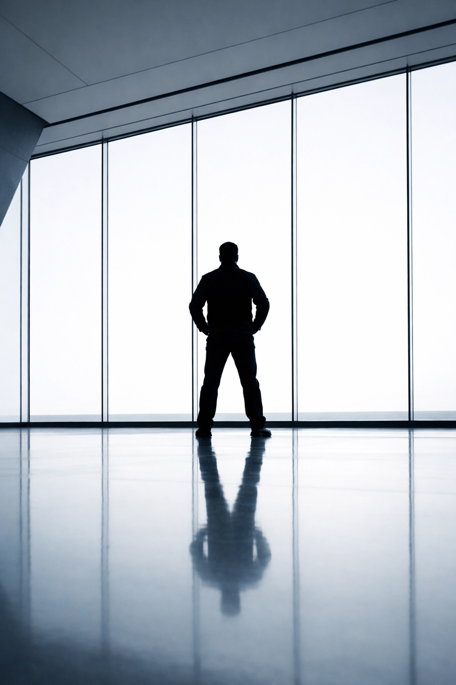 Father looking at the horizon, standing firm against bias and hostile narratives in family court.