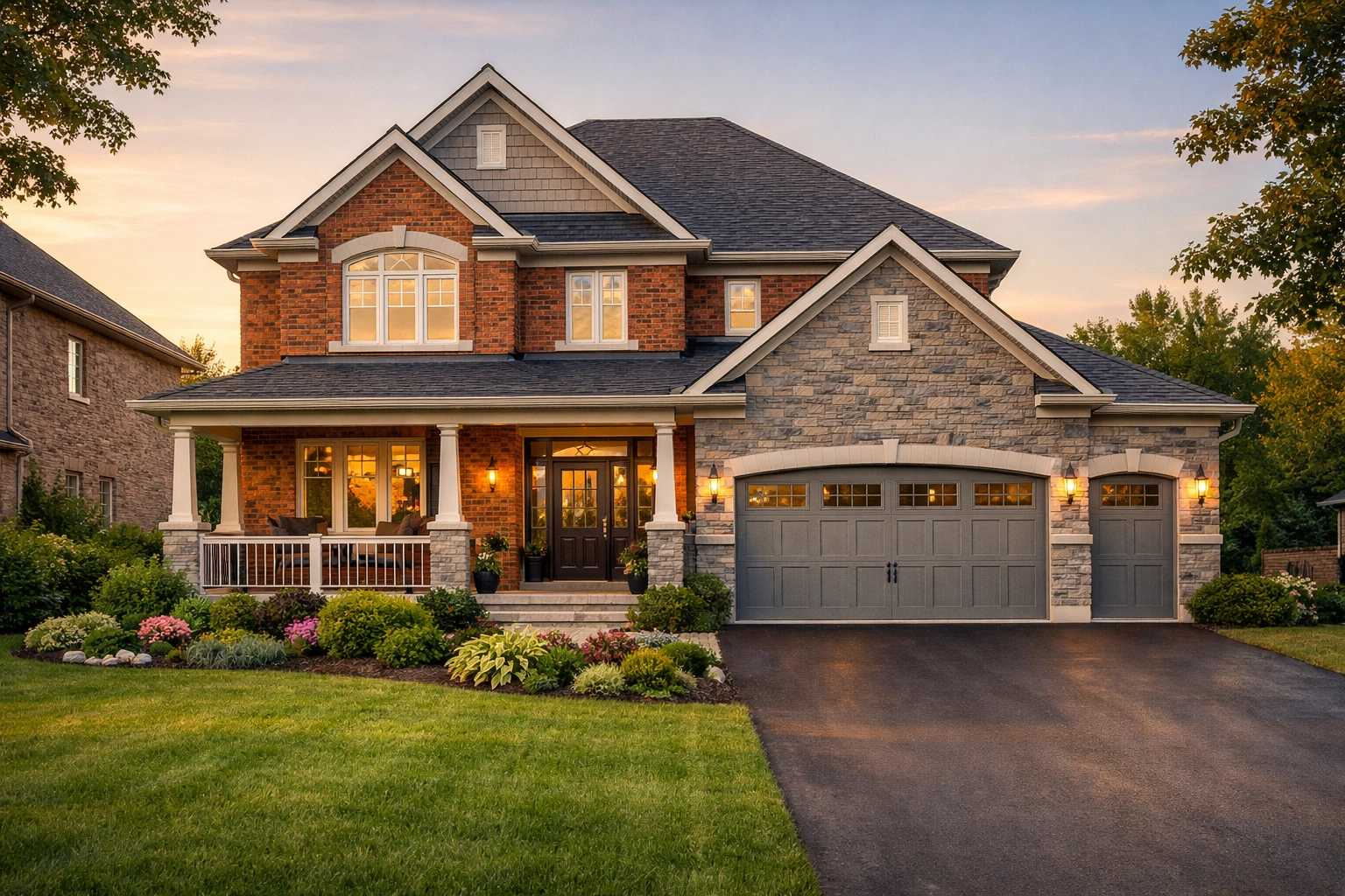 Modern detached house in a quiet subdivision, representing family-friendly homes for sale in Barrie, Ontario.