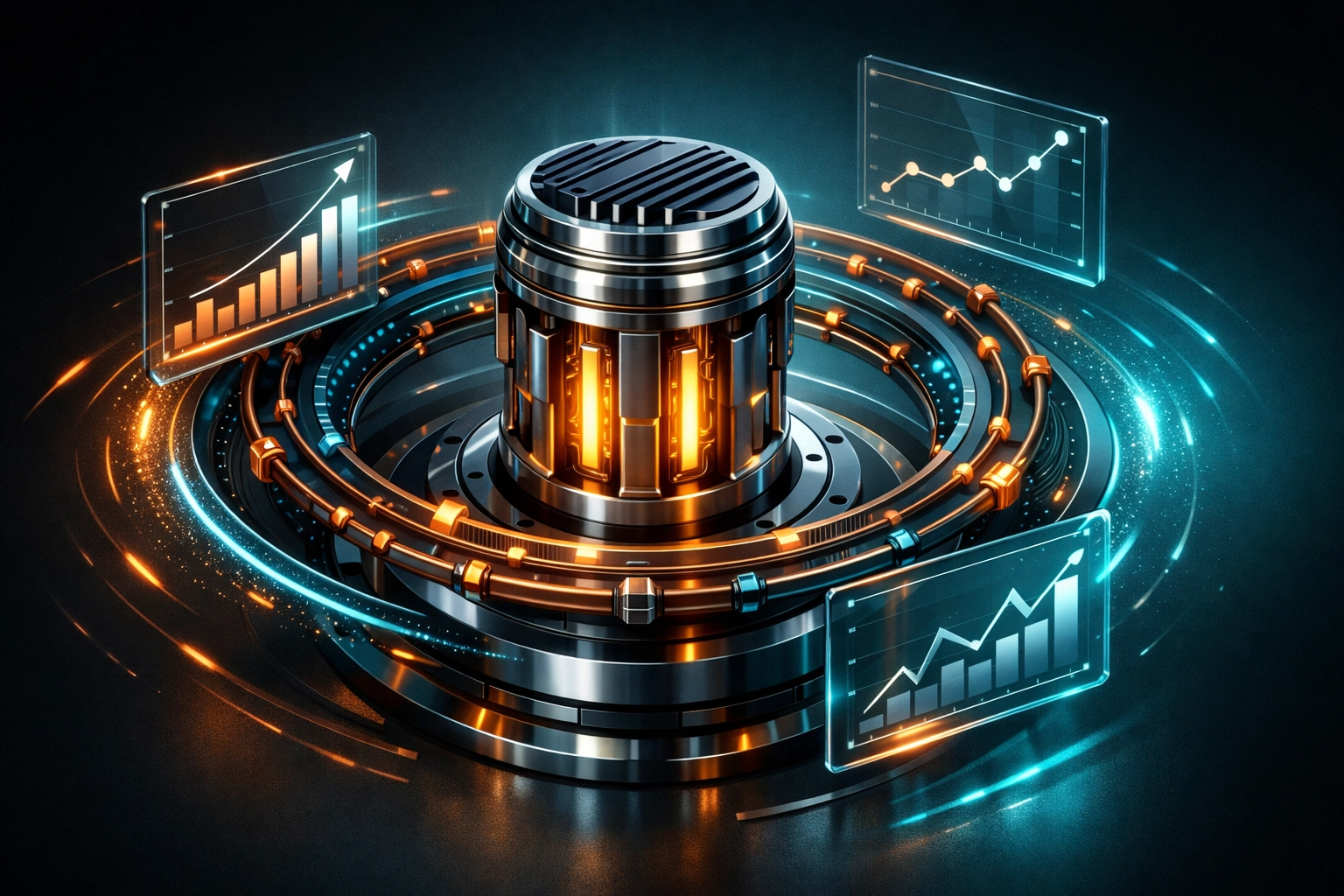 Website performance optimization engine showing speed improvements and data flow efficiency