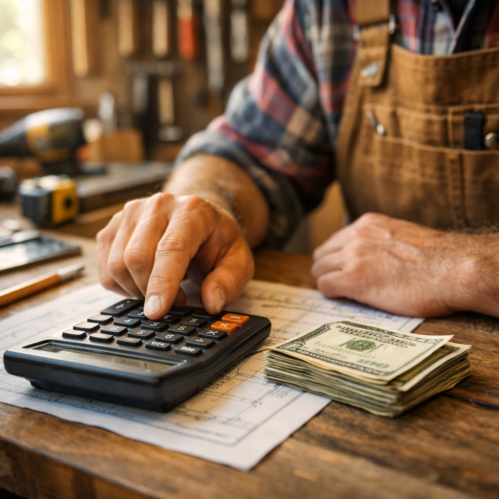 Small business owner calculating profit allocations using the Profit First implementation checklist Small business owner calculating profit allocations using the Profit First implementation checklist