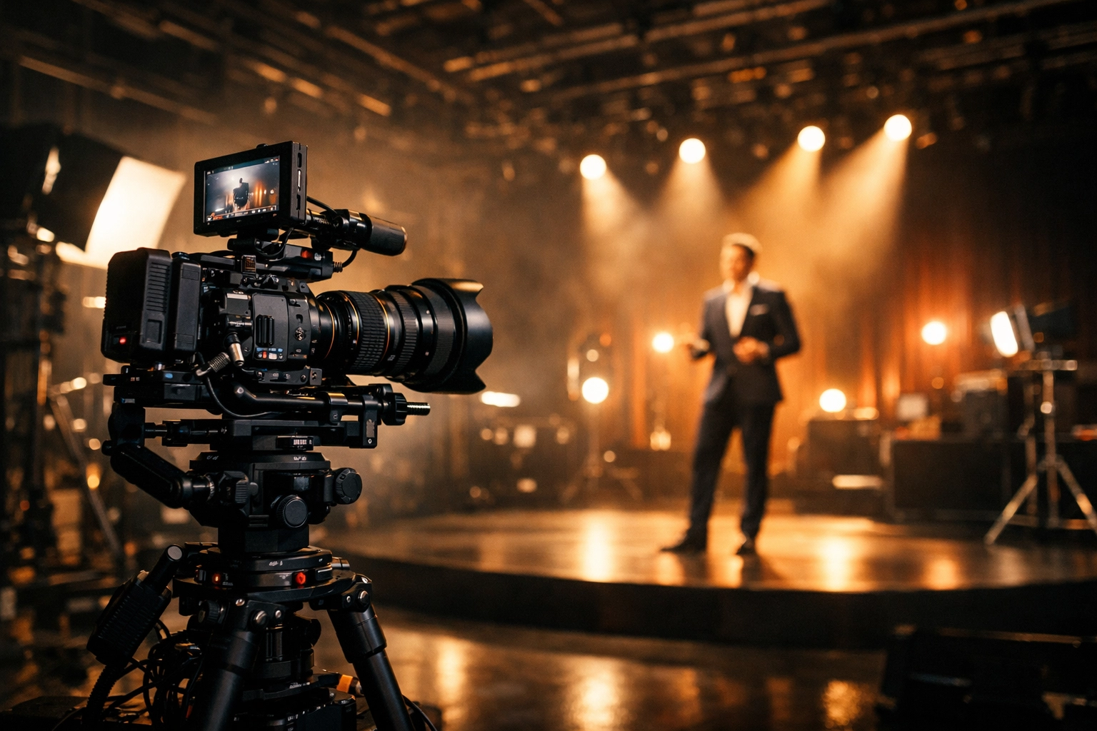 Professional film production set for a high-stakes Super Bowl commercial featuring celebrity branding.