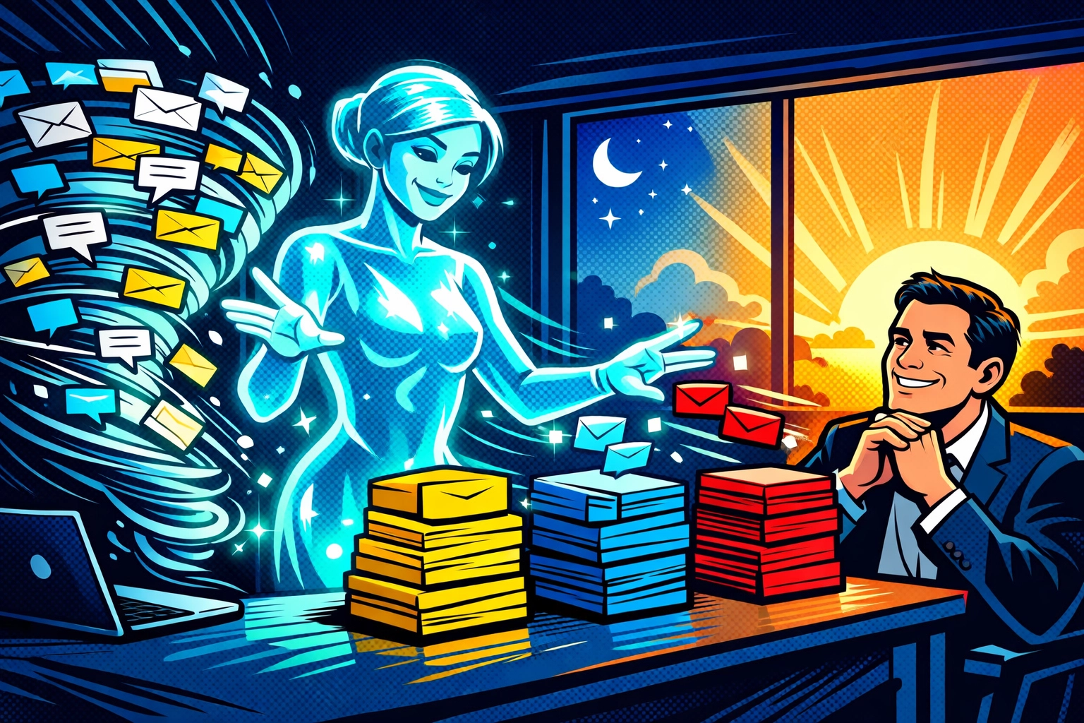 AI virtual assistant for business sorting emails and chats to streamline admin work