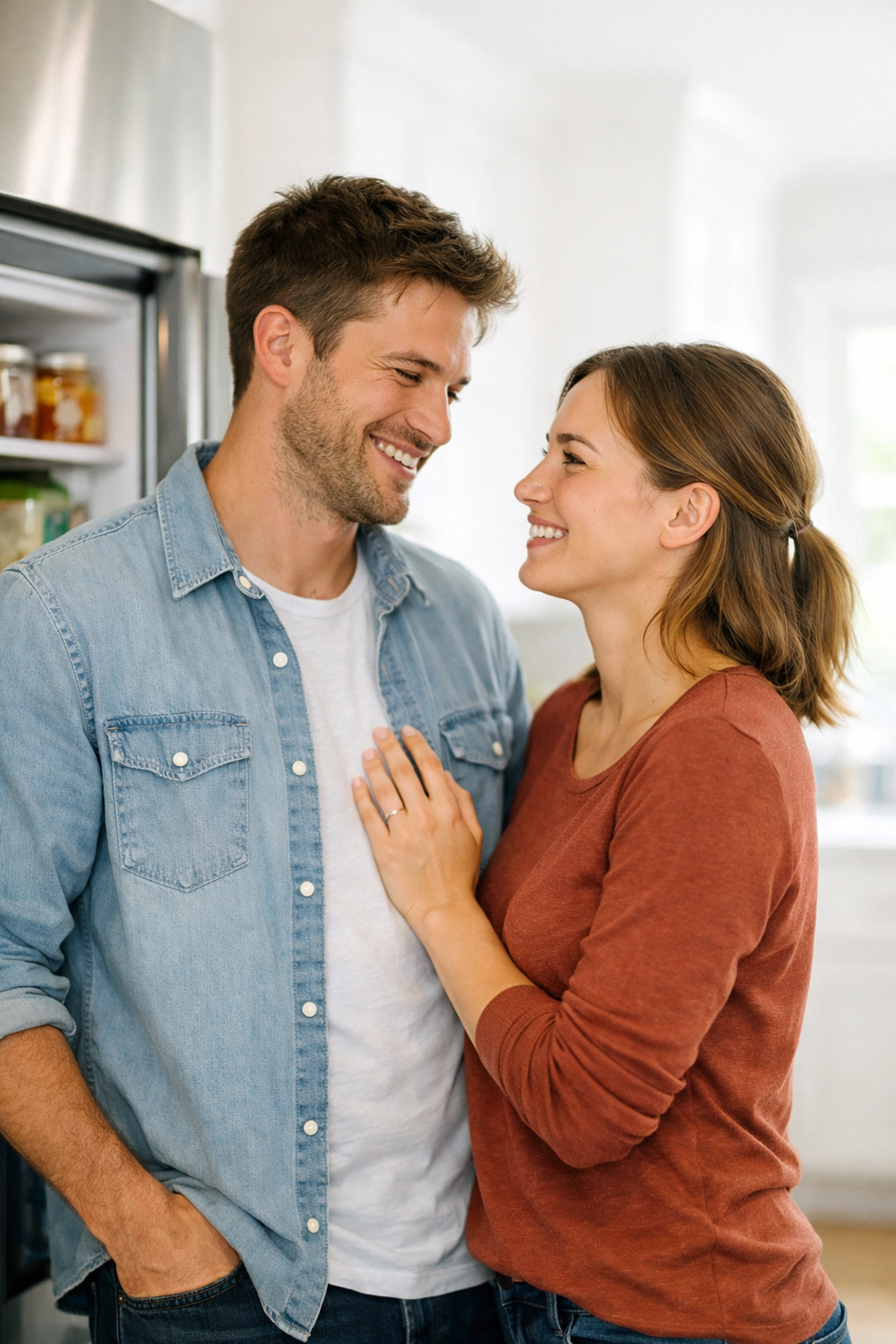 A relieved Canadian couple handling a household emergency with a fast cash loan.