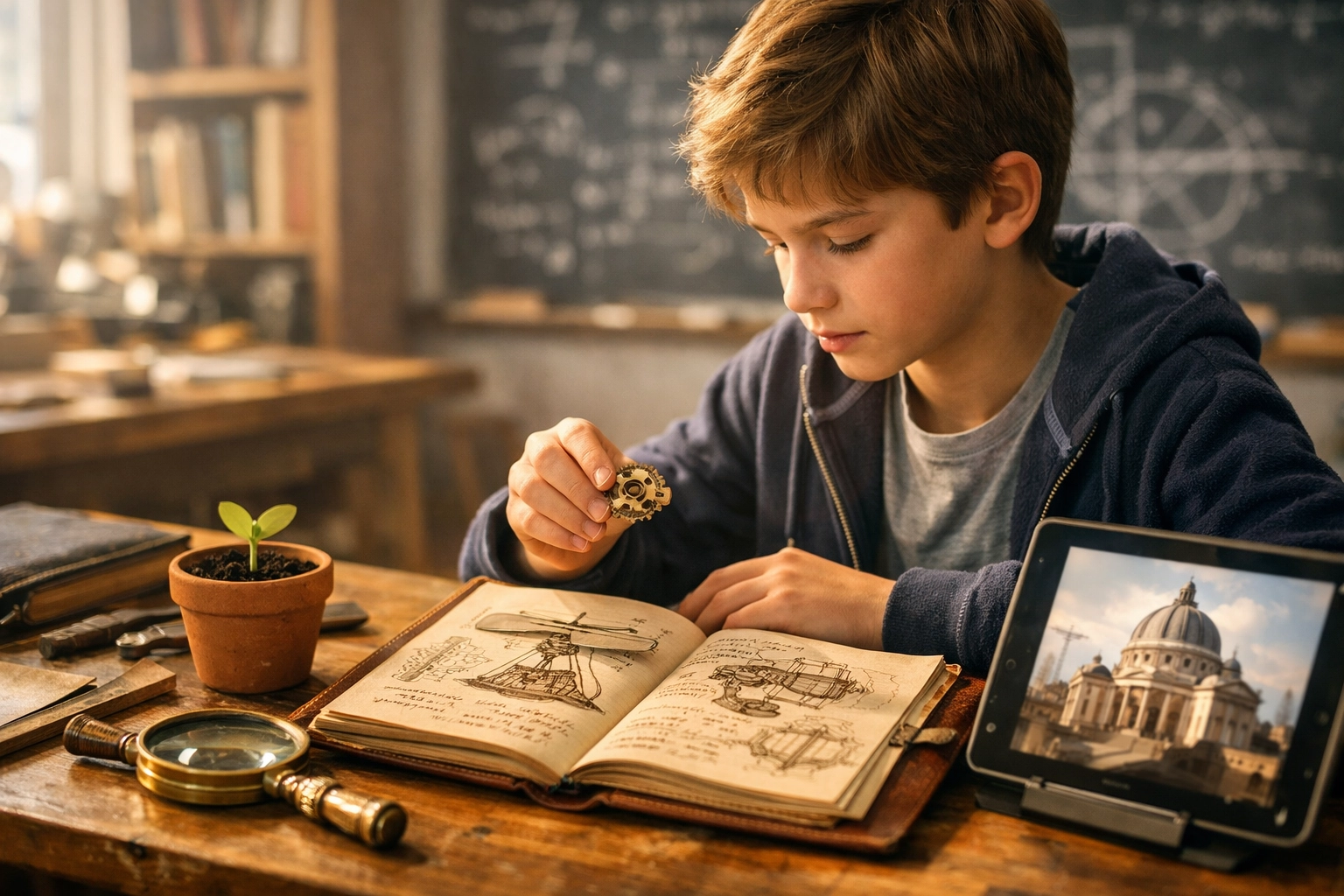 Explorers Institute student combining classical education and innovation at our K-8 classical school.