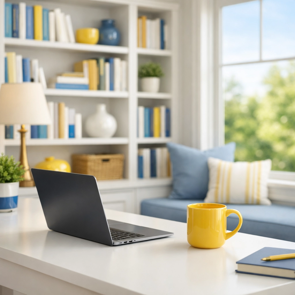 A tidy and dust-free home office space showcasing the benefits of a regular Milton home cleaning schedule.