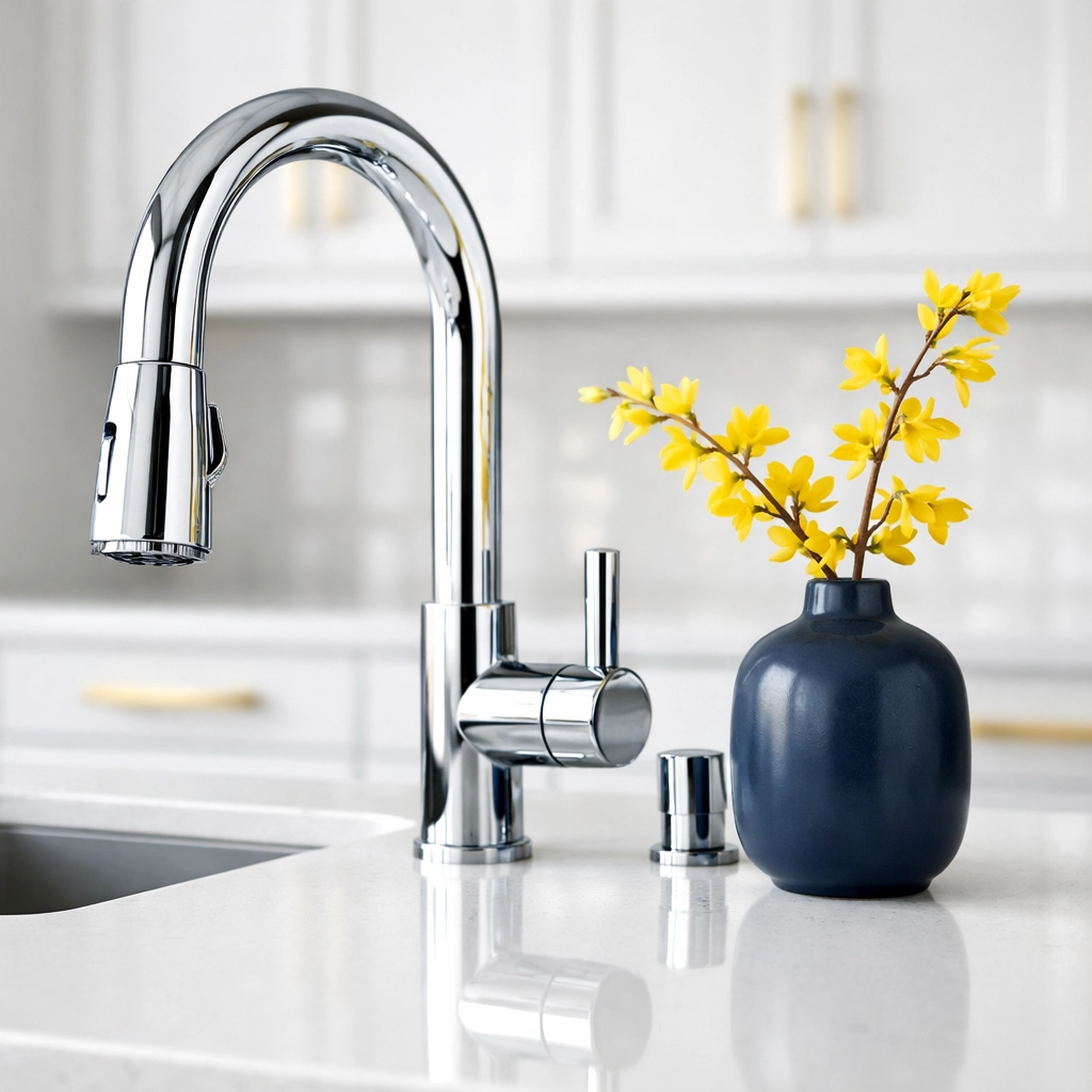 Polished kitchen surfaces and chrome fixtures following a detailed professional deep cleaning checklist service.