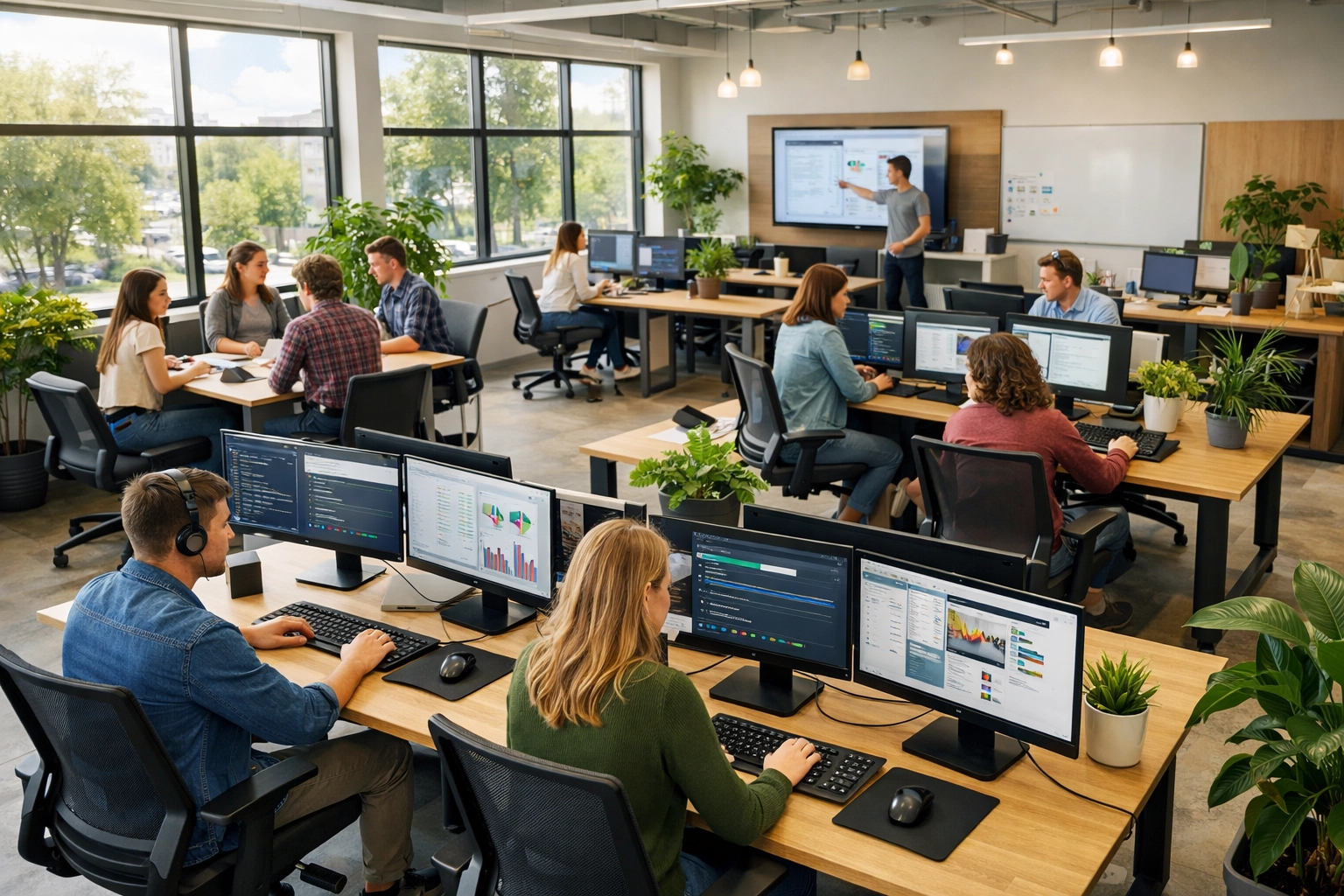 Students in modern tech training lab developing future-ready workforce skills