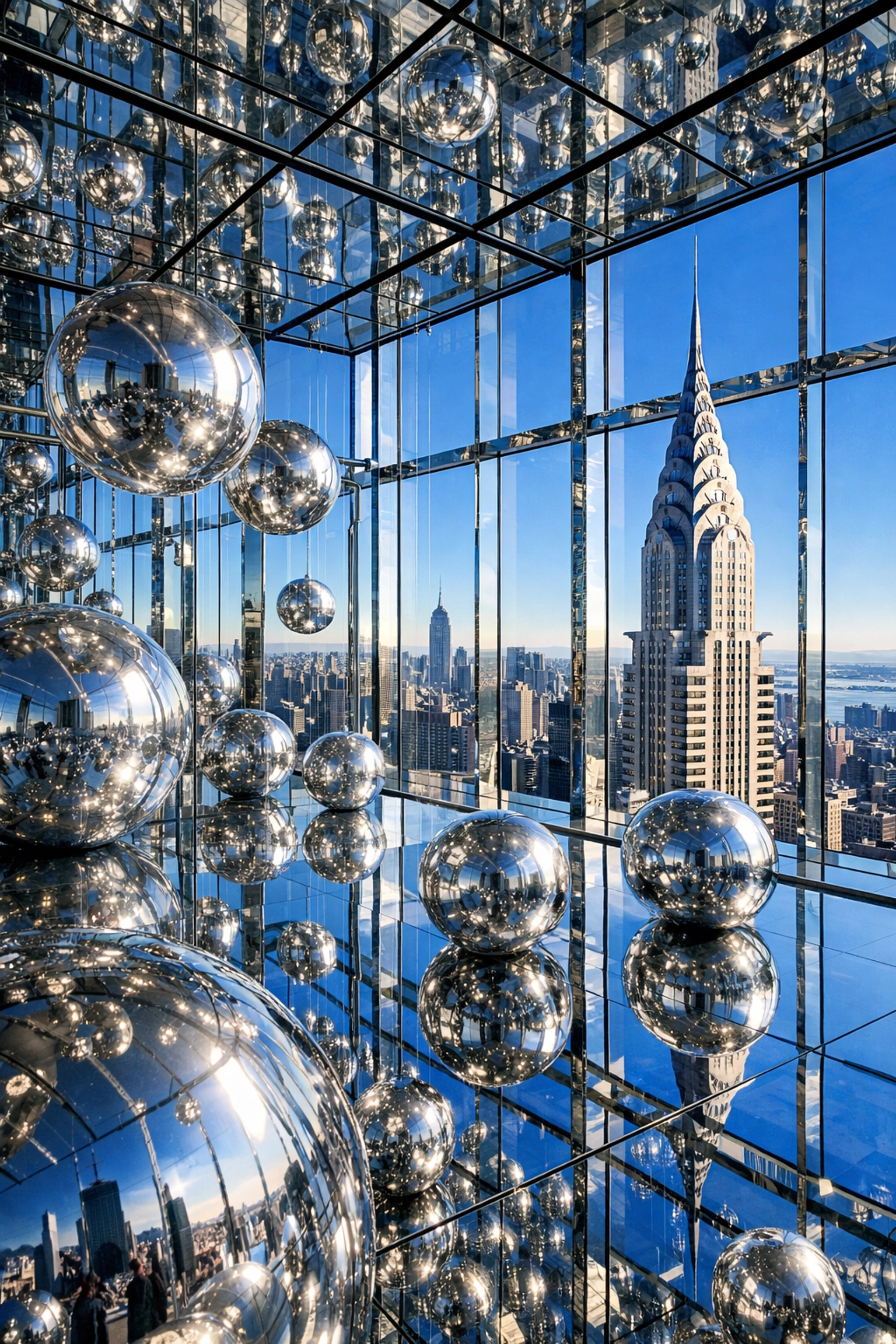Reflective mirrors and skyline views at Summit One Vanderbilt, a top instagrammable place in New York City.