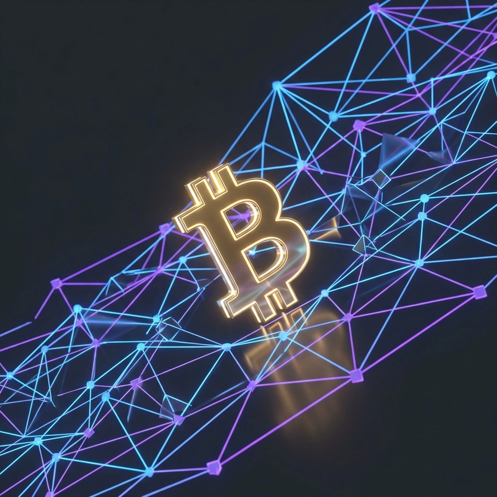 Golden Bitcoin symbol with digital network design reflecting crypto integration in institutional and accredited investor strategies