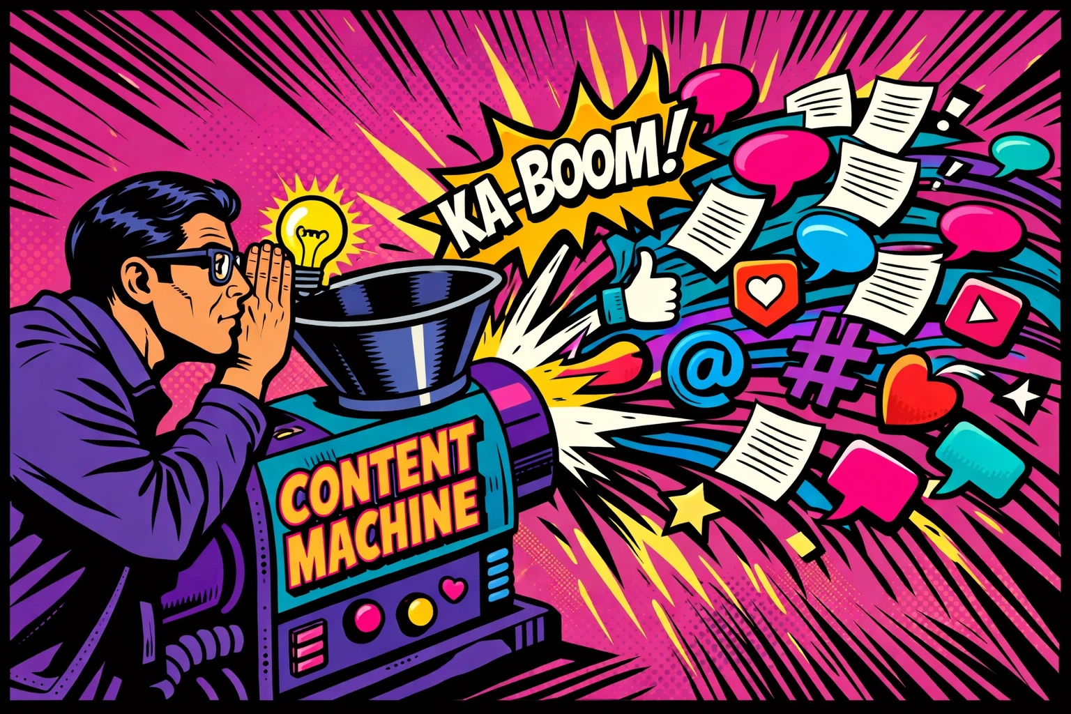 Creative professional feeding ideas into an ai content generator for small business to create social posts.