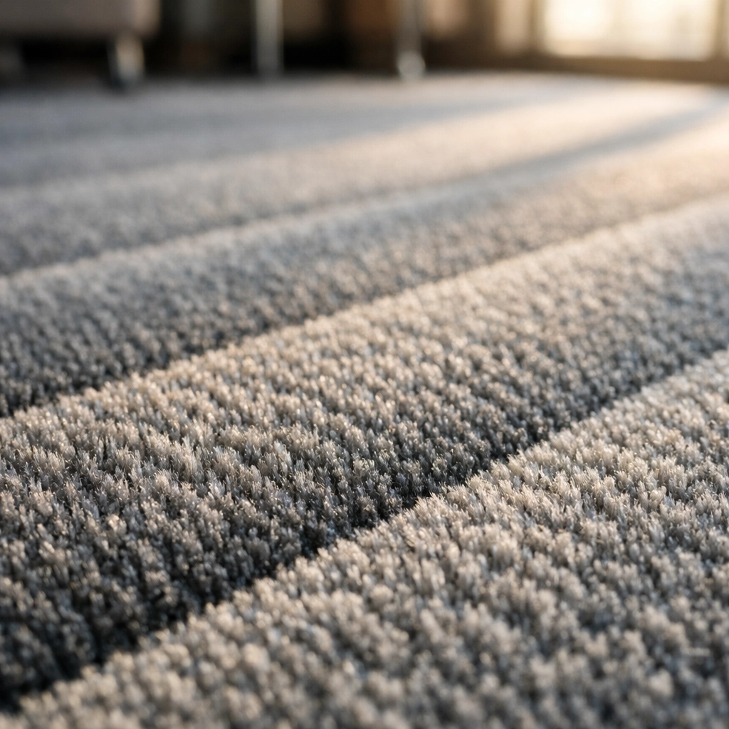 Detailed view of carpet after deep steam carpet and upholstery cleaning in a Westchester office.