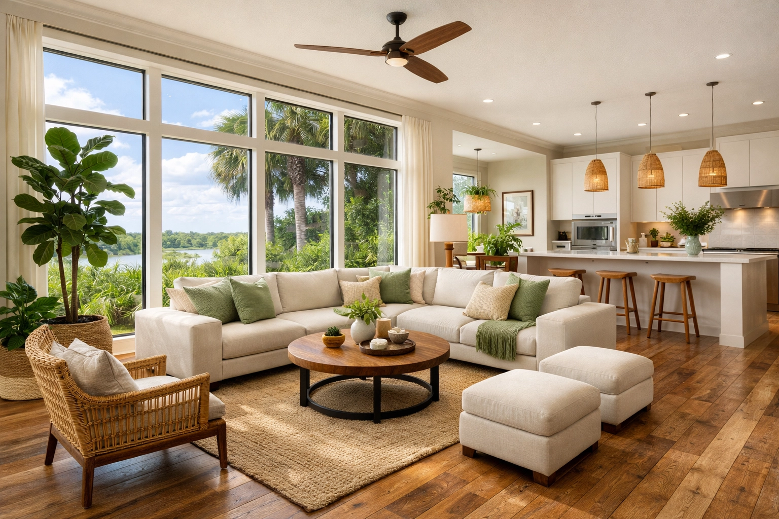 Sustainable Orlando home remodeling with natural light, indoor plants, and eco-friendly materials