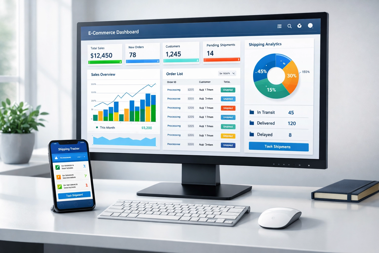 E-commerce shipping dashboard showing analytics and rate comparison tools