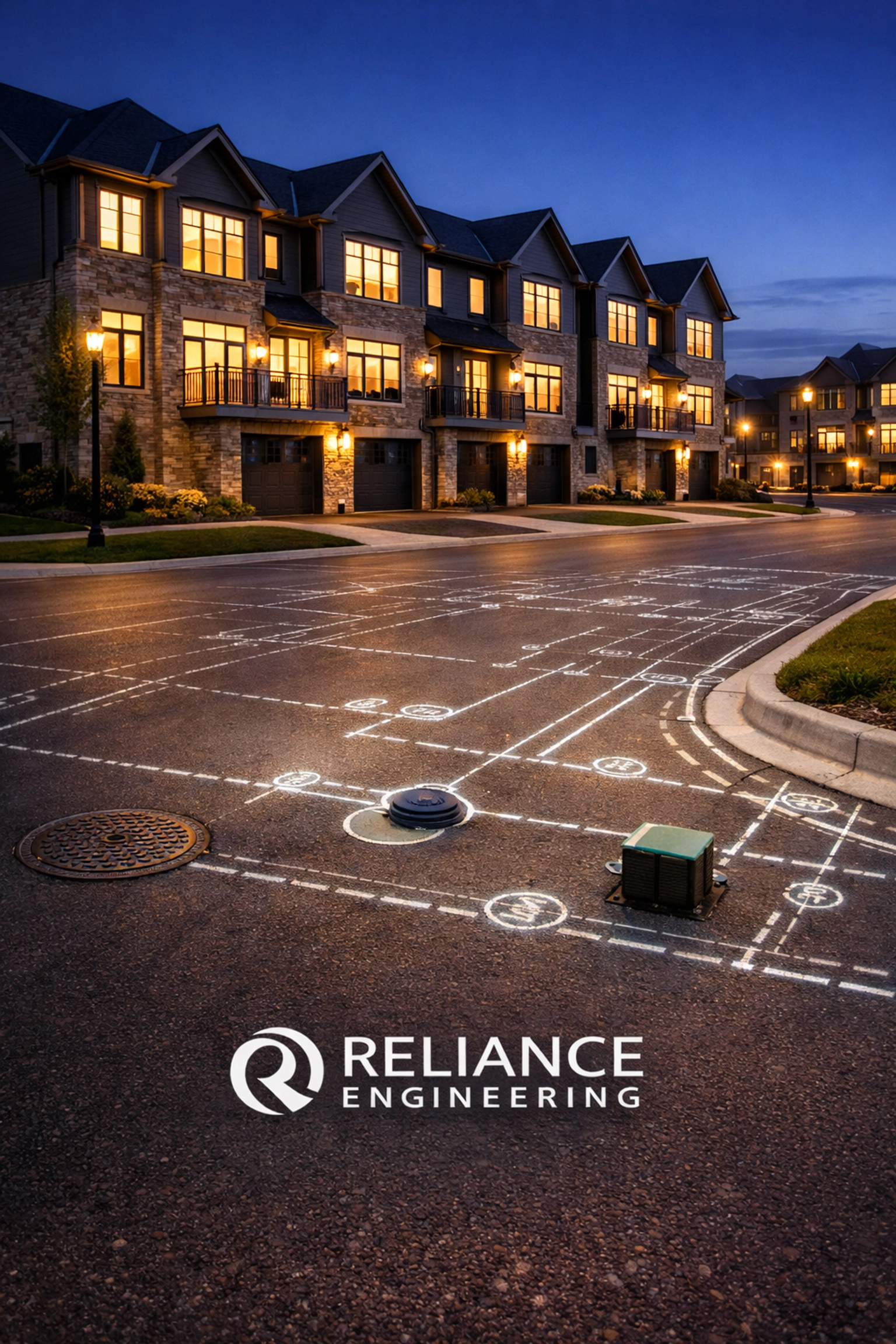 Successful Ontario townhome project showing expert site grading and municipal servicing by Reliance Engineering.