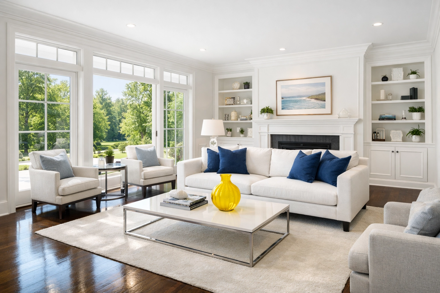 Spotless living room in Groton MA after a professional eco-friendly deep cleaning.