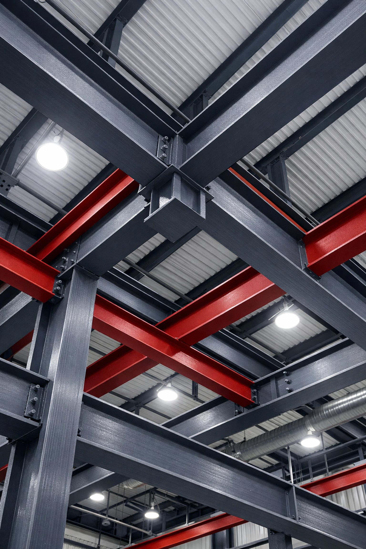 Structural fiberglass I-beams and H-beams providing durable industrial support for a Salisbury roofing project.