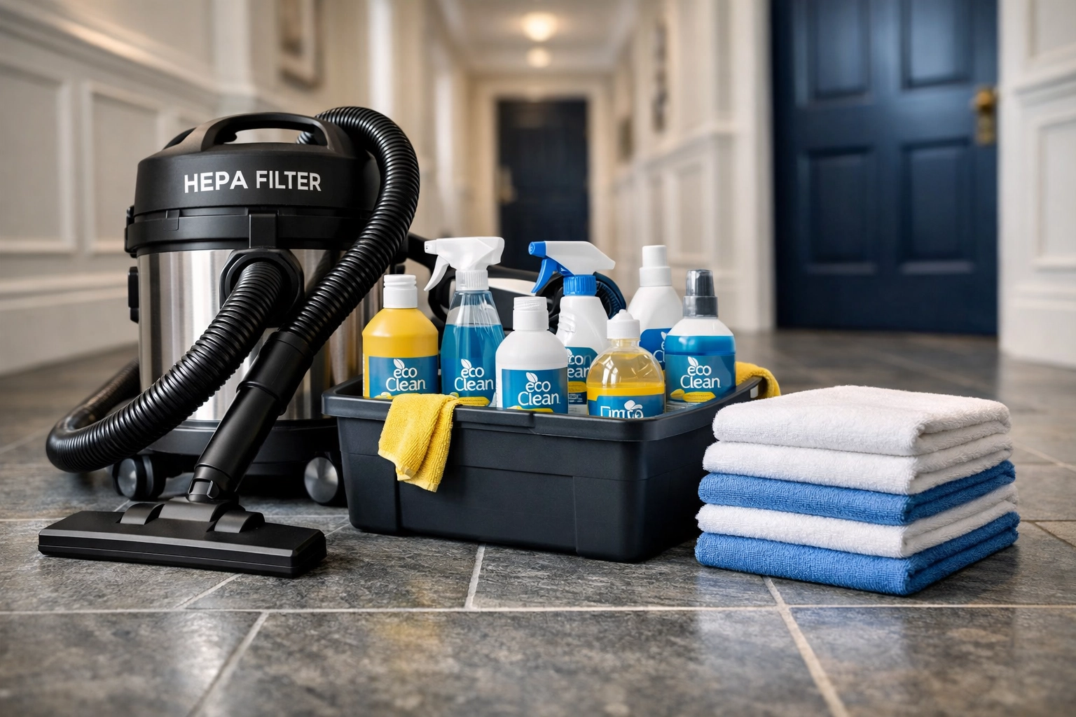 HEPA vacuum and eco-friendly supplies for professional post-construction cleaning in Massachusetts.