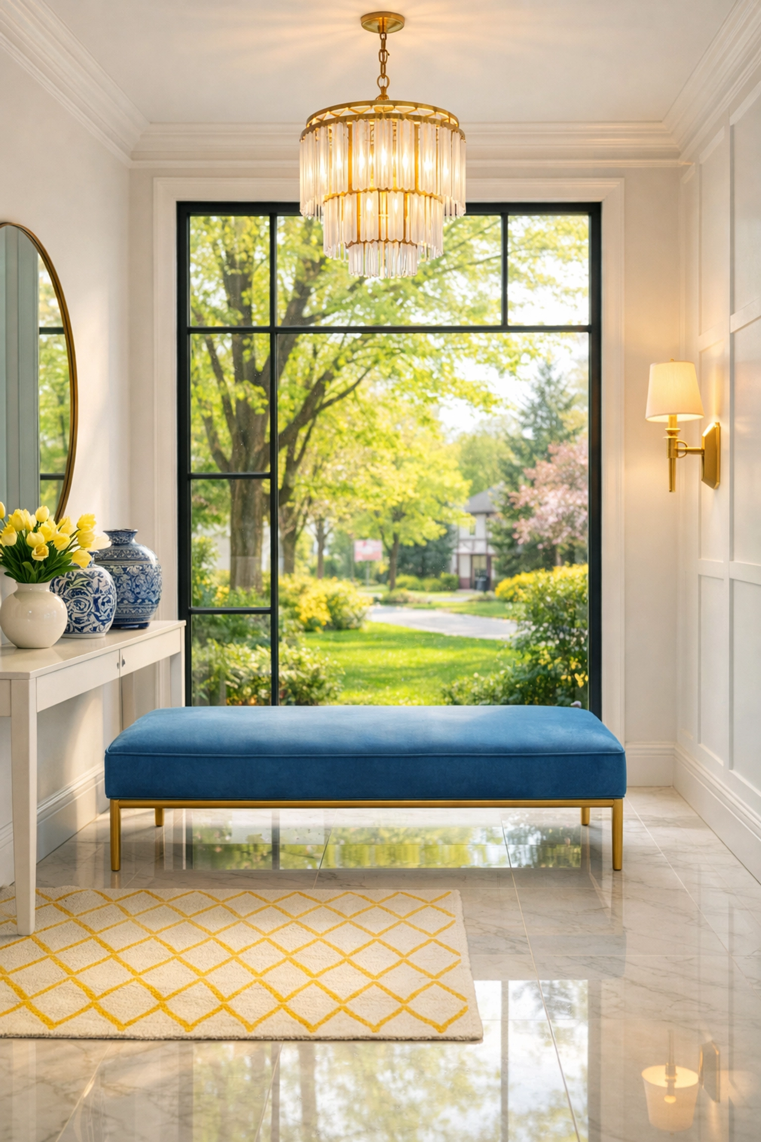 Spotless home entryway in a luxury residence after professional house cleaning in Worcester MA.