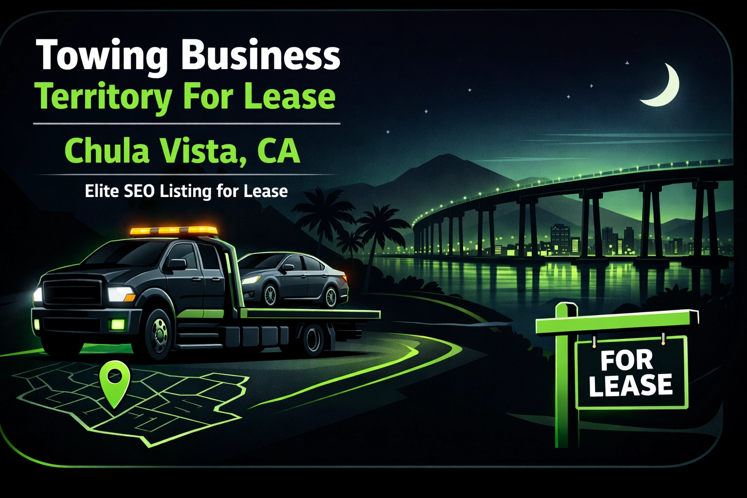 [HERO] Towing Business Territory For Lease: Chula Vista, CA - Elite SEO Listing for Lease