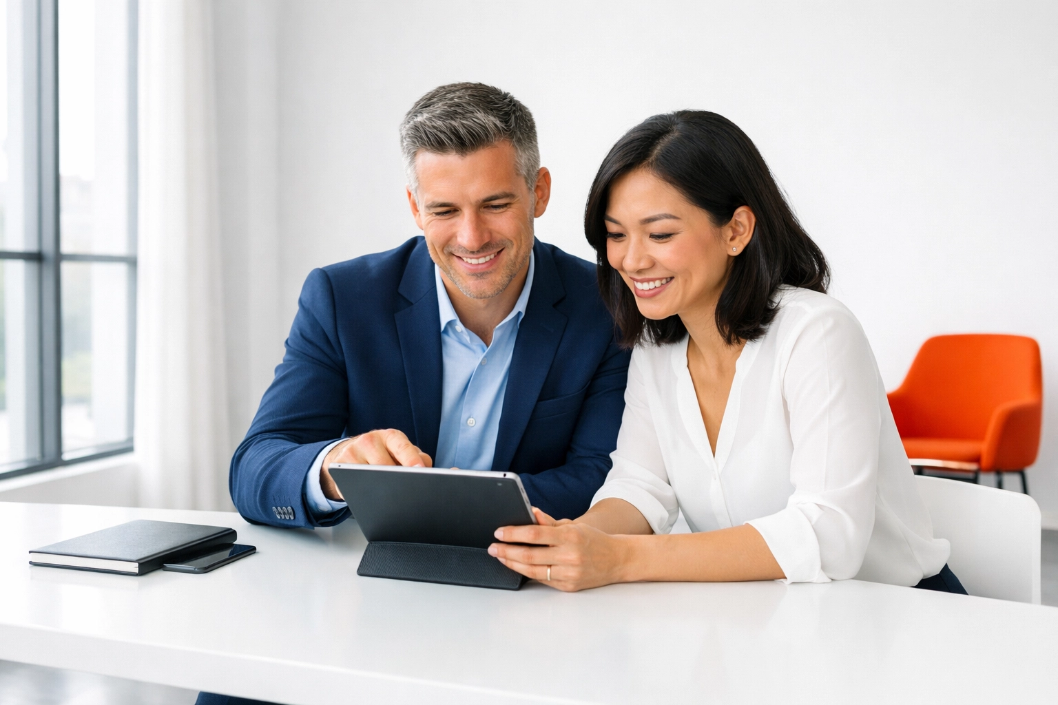 Consultants sitting together to solve problems, showing a partnership-focused ethical sales style.