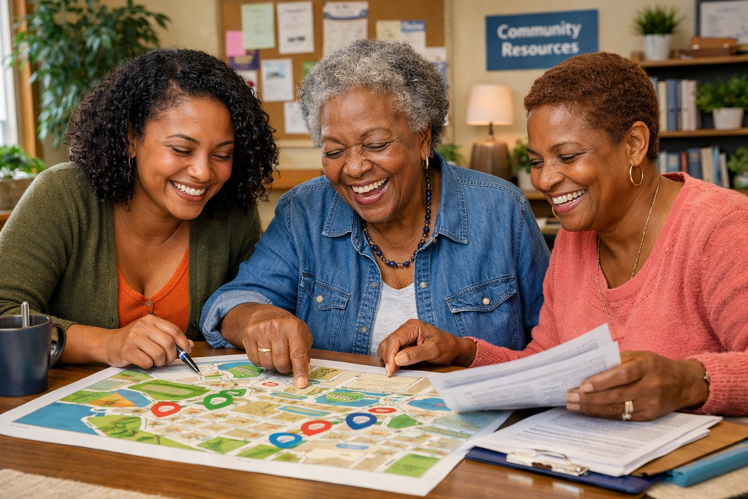 Black women collaborating on South Jersey disaster relief and emergency financial assistance programs.