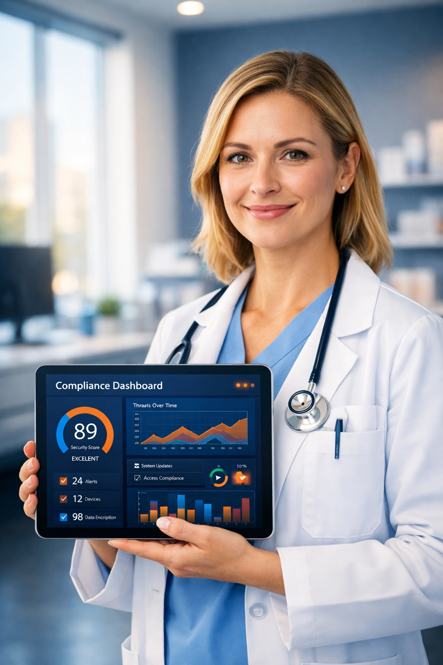 Healthcare provider using a digital dashboard to manage a HIPAA Security Rule Risk Analysis.