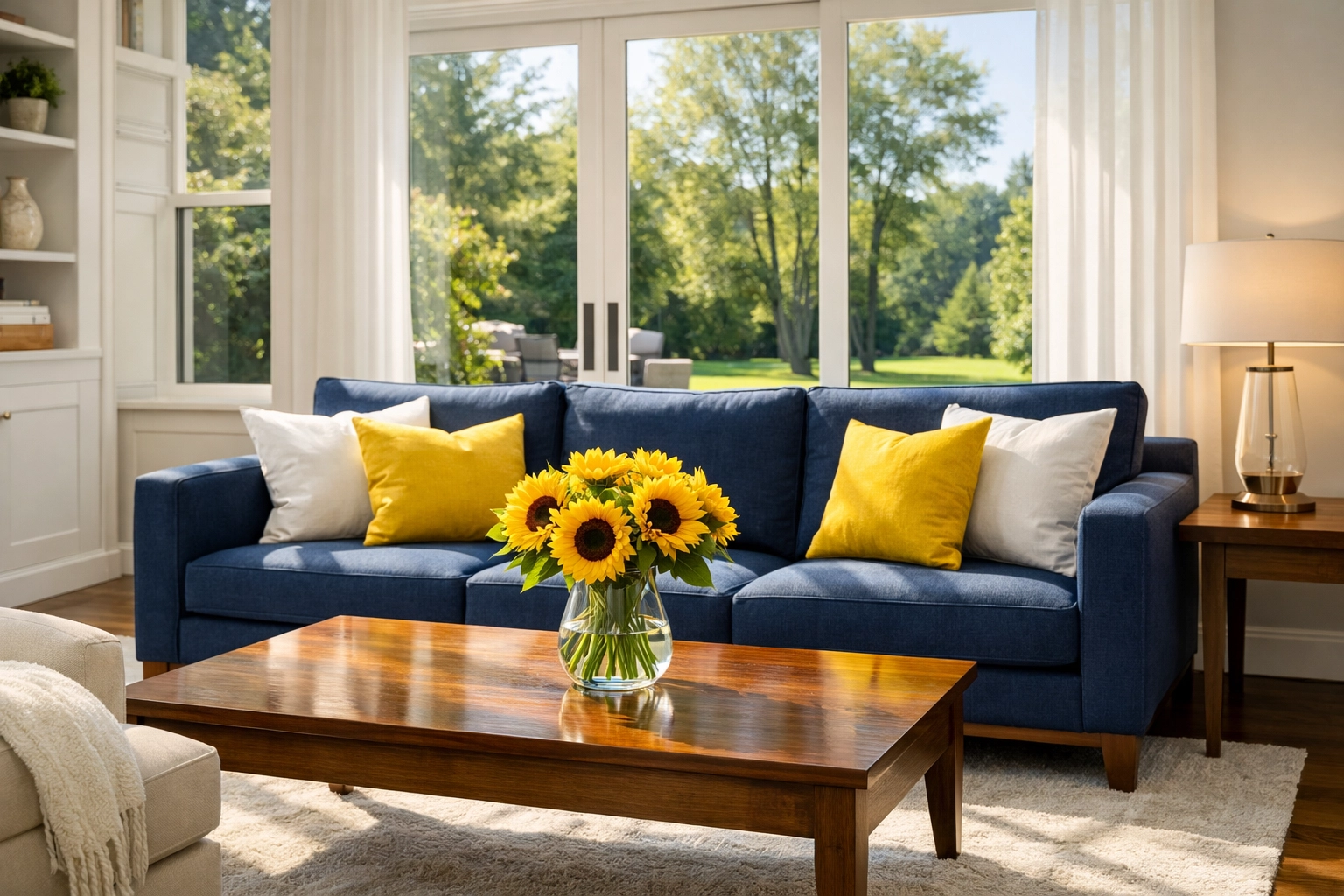 Clean and stress-free Westford living room maintained by professional weekly house cleaning services.
