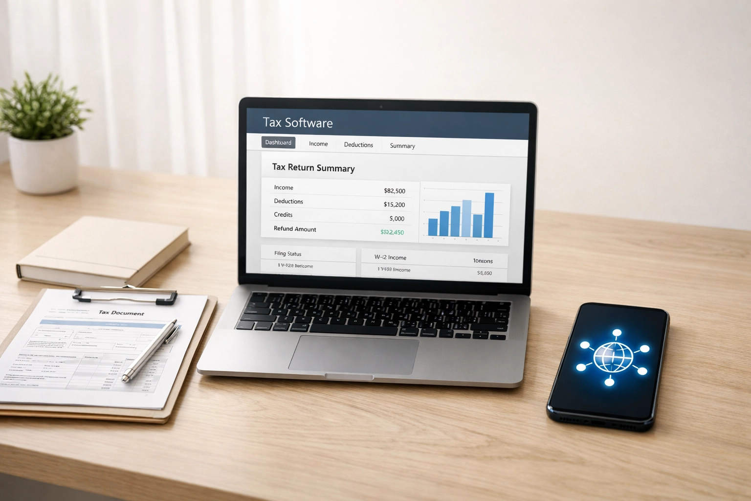 Tax preparer using service bureau software to e-file returns on laptop