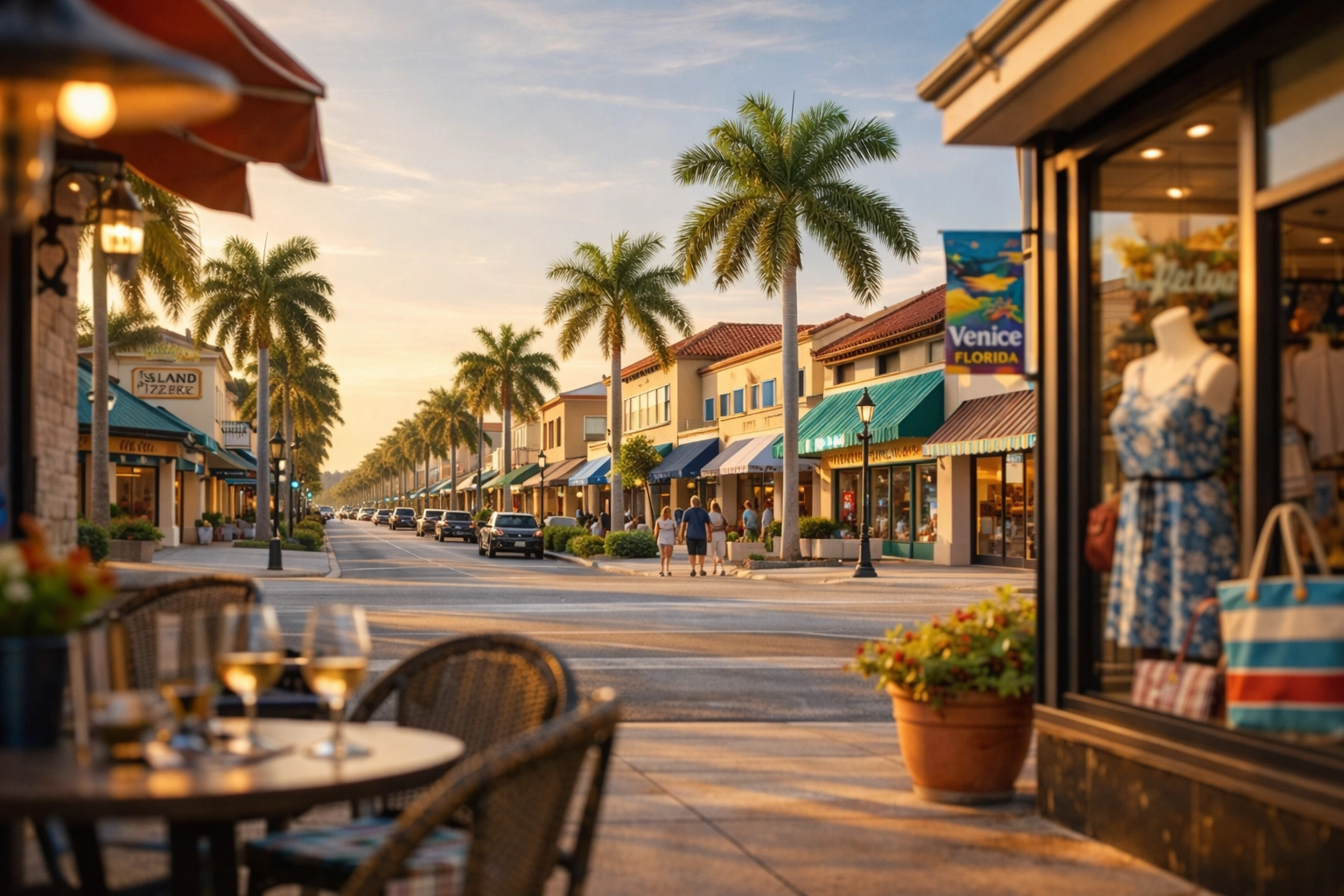 Venice FL storefronts on West Venice Avenue, representing high-value local business opportunities.