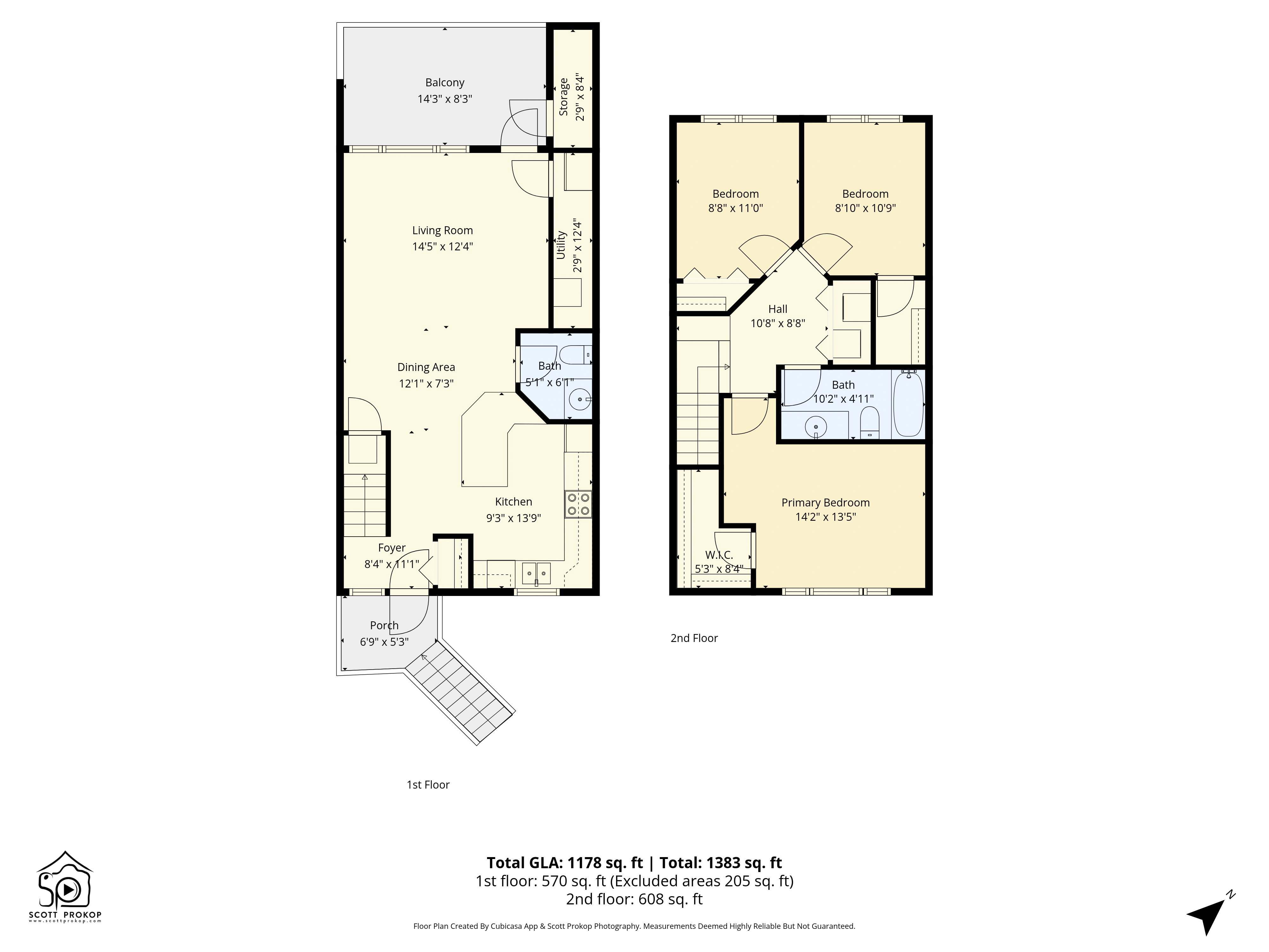 Detailed 2D Floor Plan for Two-Story Home