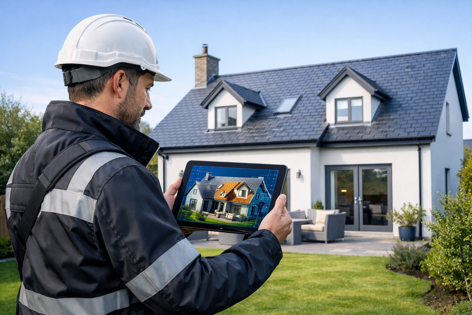 Professional roof survey in Bangor being conducted by a specialist for a detailed roofing report.