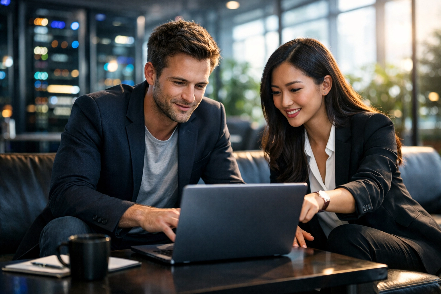 Professionals collaborating in a high-tech workspace to build AI literacy through career infrastructure.
