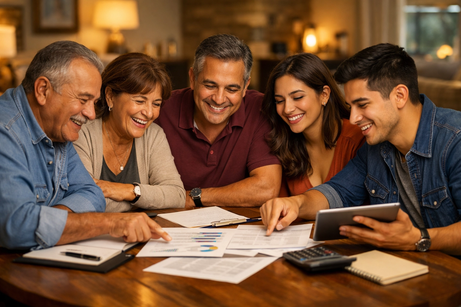 Multi-generational family discussing retirement income and tax planning strategies