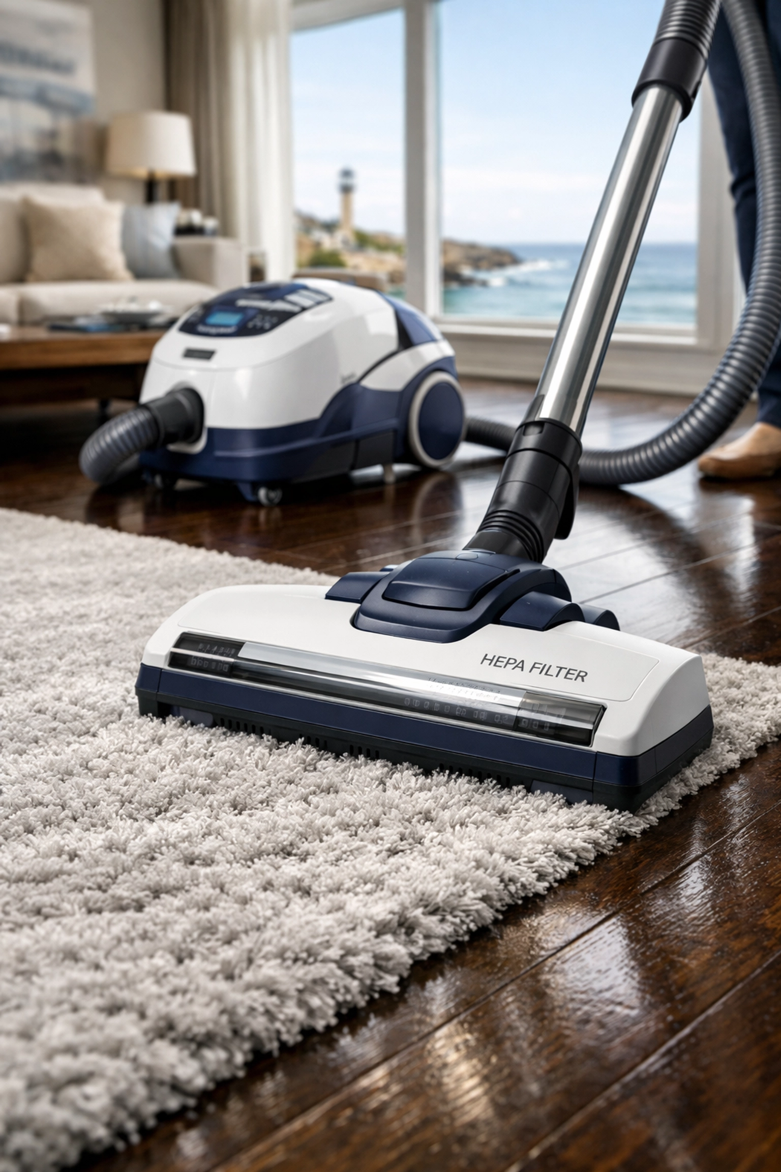 Professional HEPA vacuuming during a deep eco-friendly house cleaning in Scituate.