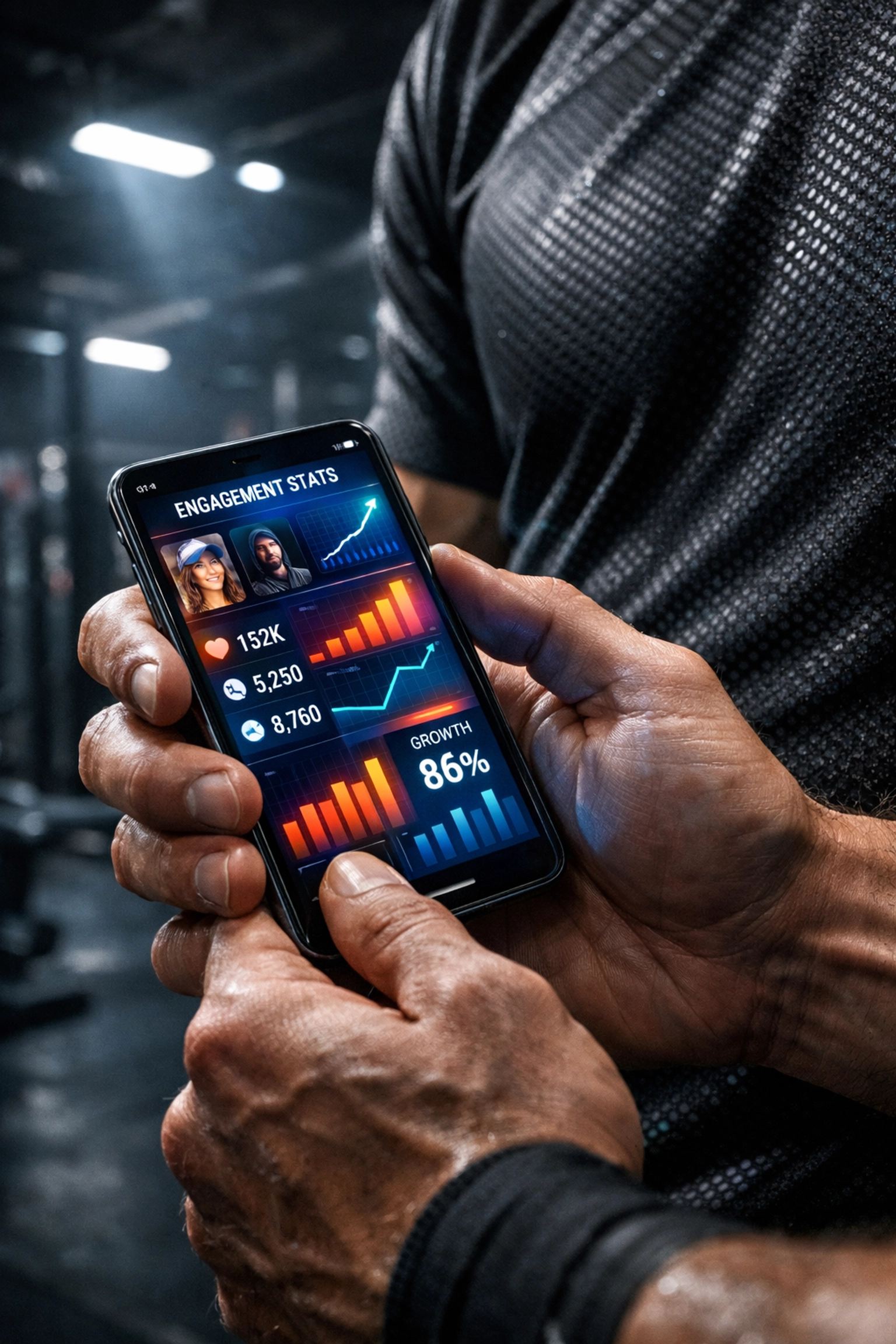 High-performance athlete managing digital branding and NIL engagement via a mobile marketing app.